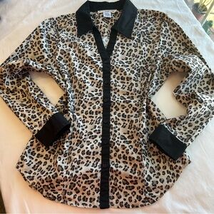 Vintage Rebecca Malone Leopard Print Button-Down Blouse Sz PS